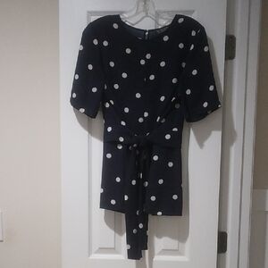 Black Label Navy and White Polka Dot Blouse